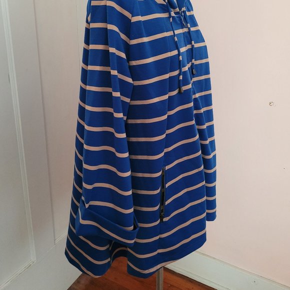 For Cynthia Blue and Tan Stripe Hooded High Low Jacket. Size XL - Picture 12 of 12